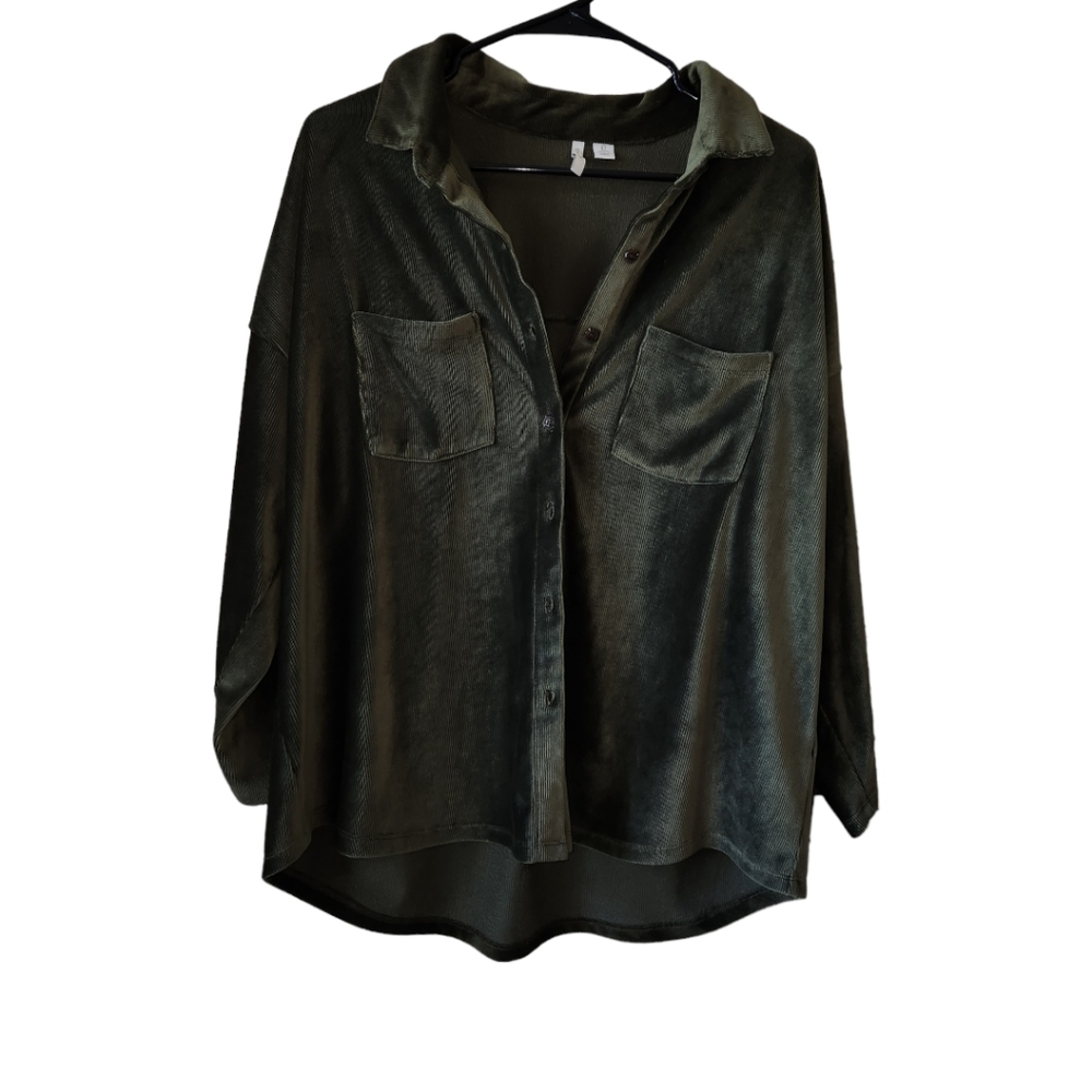 Cato Velvet Button Down Collared Top